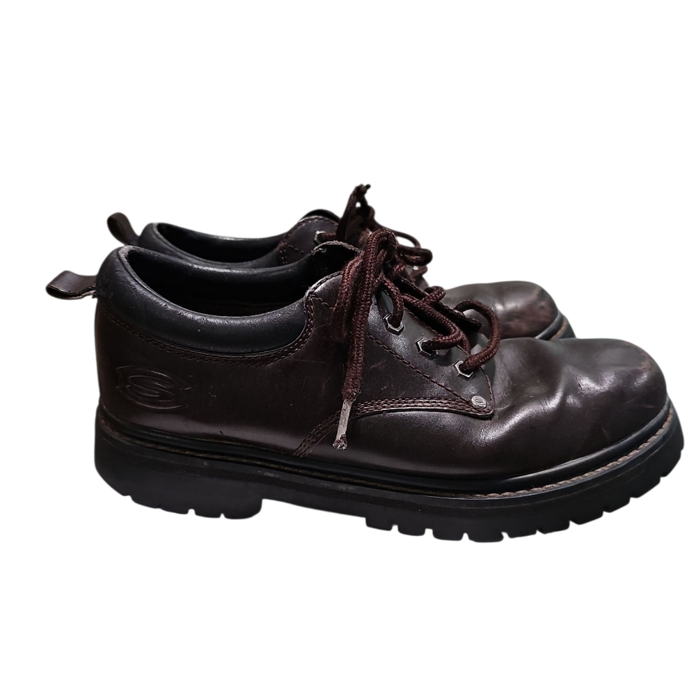 Skechers Men’s US 9 Brown Leather Lug Sole Oxford Archive-Inspired Essential Lux - Picture 7 of 8